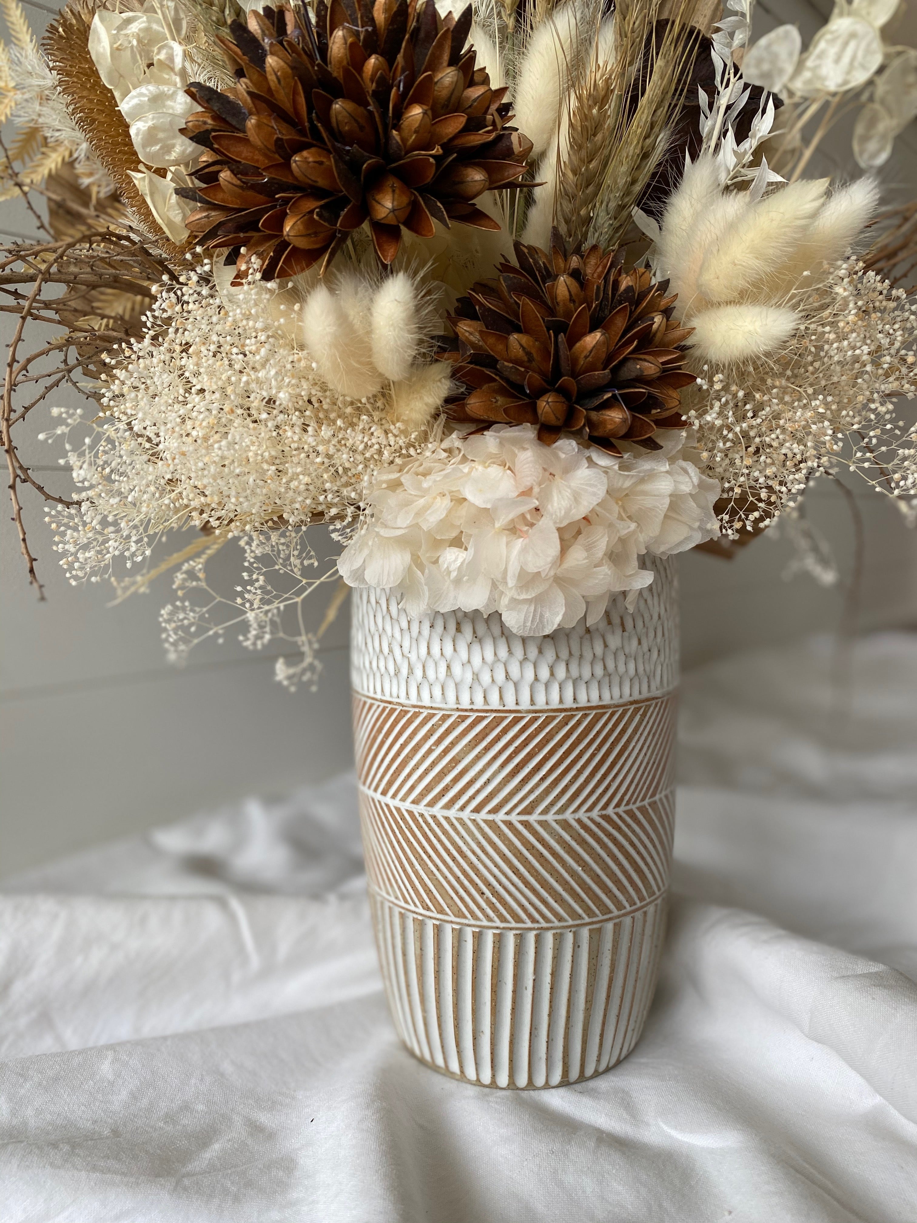 Large Floral Arrangement - Boho Raw Vase