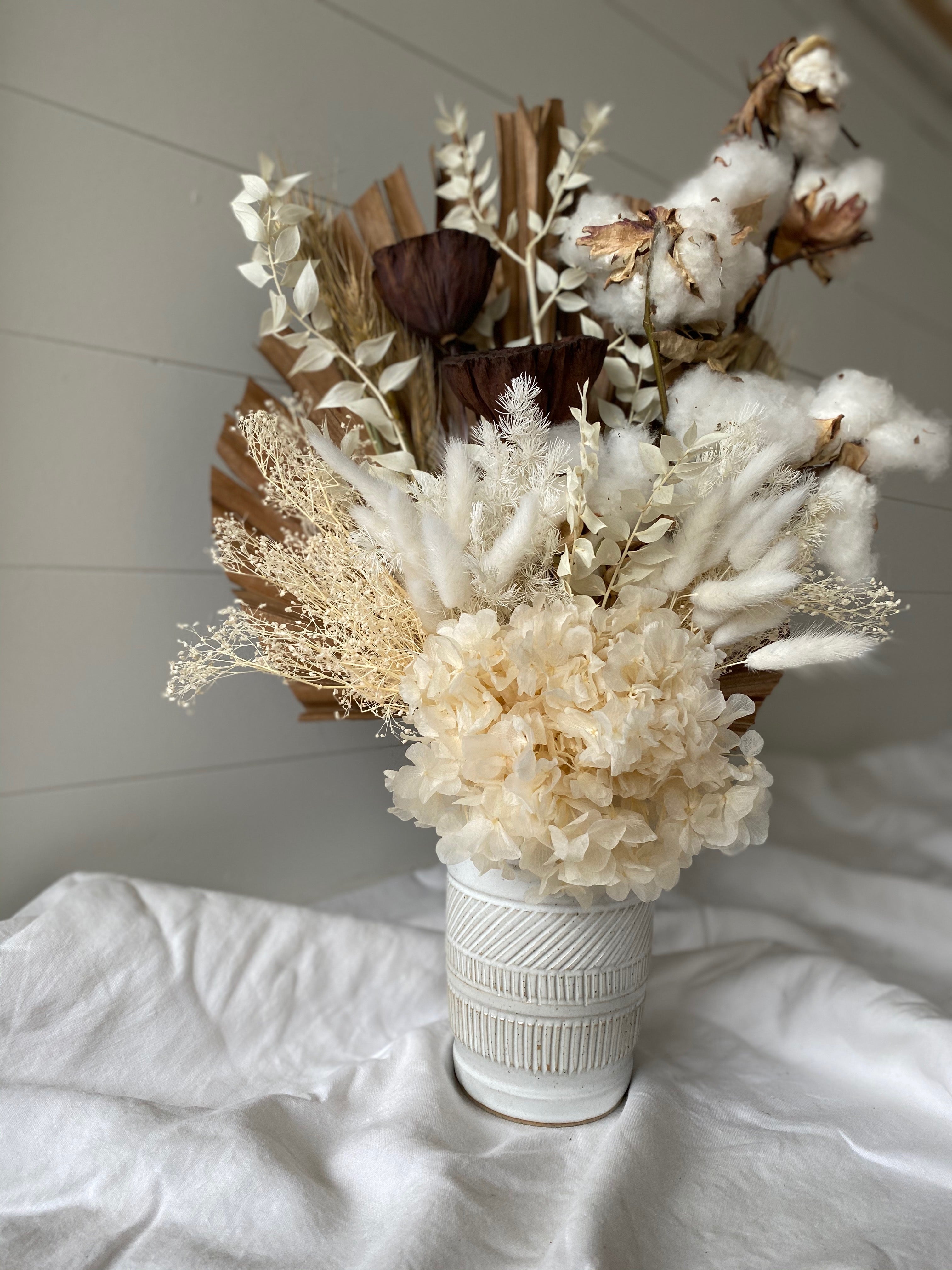 Floral Arrangement - White Carved Vase