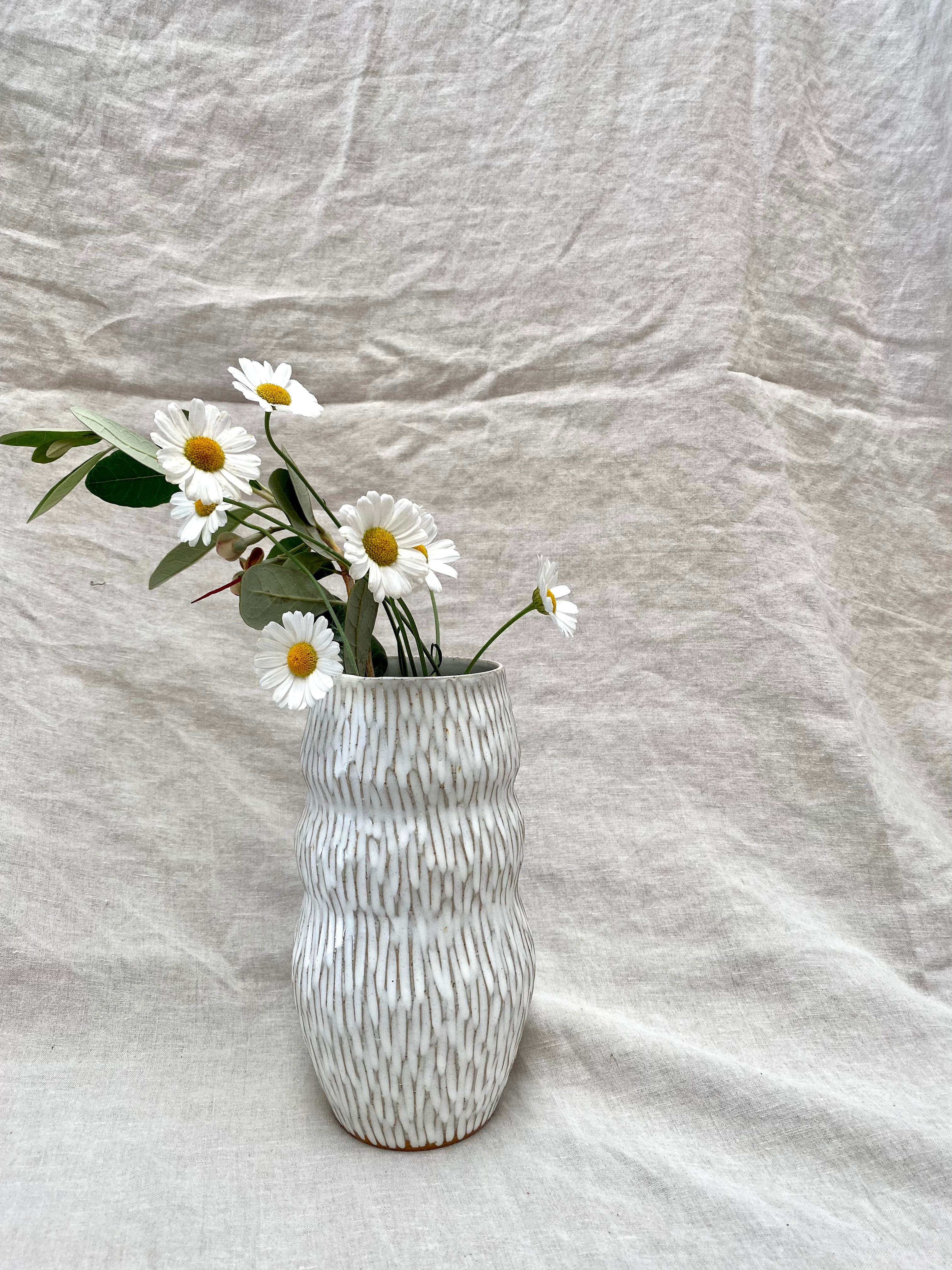 Organic white textured Vase