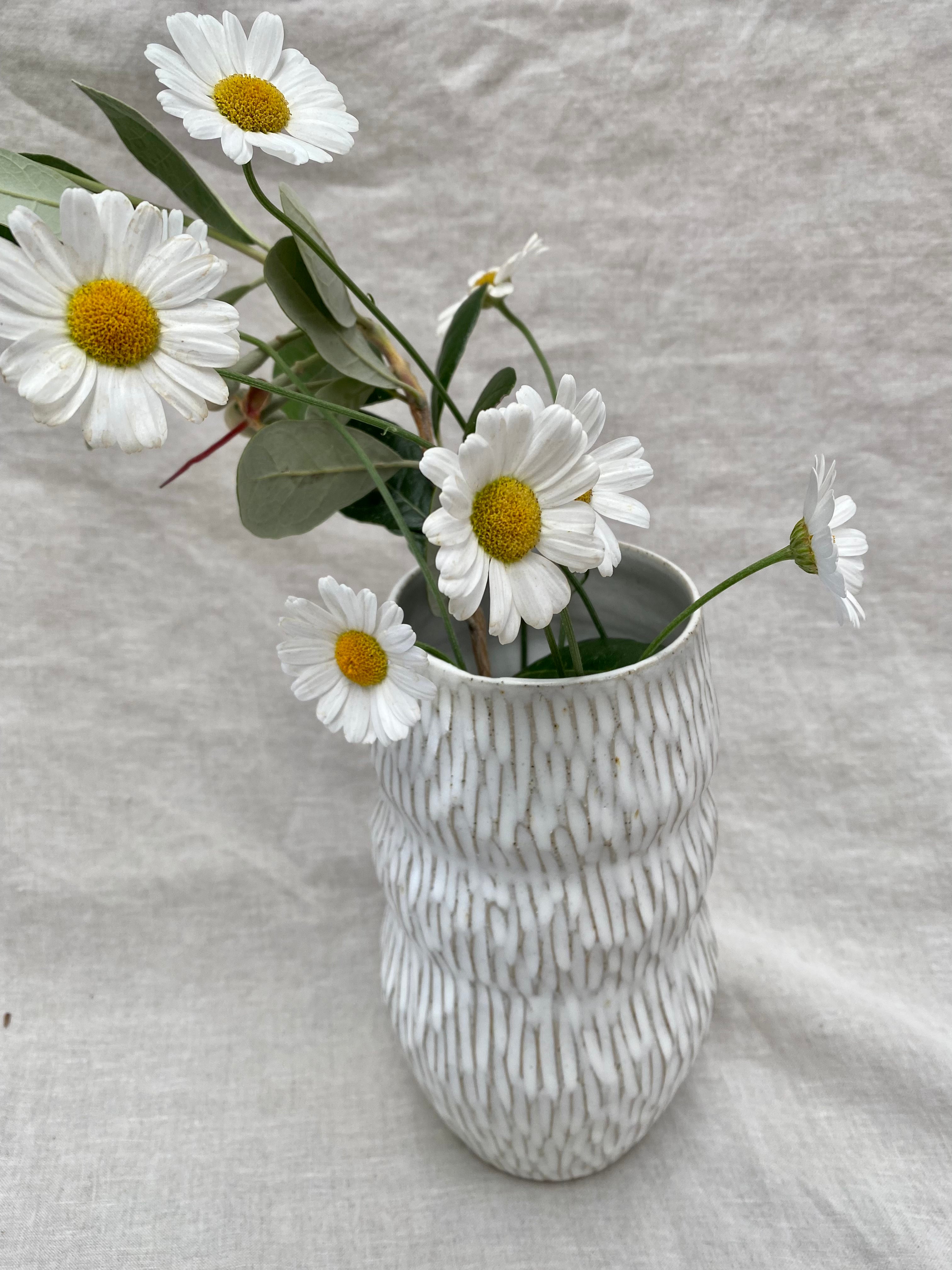 Organic white textured Vase